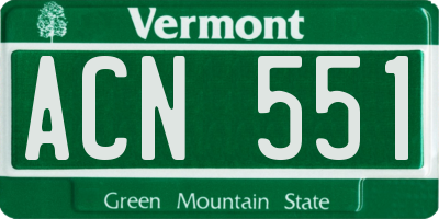 VT license plate ACN551