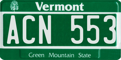 VT license plate ACN553