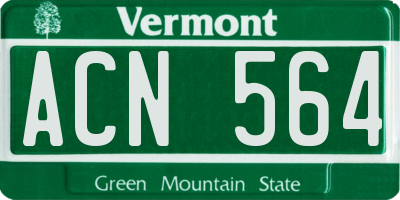 VT license plate ACN564