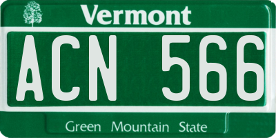 VT license plate ACN566