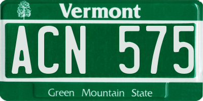 VT license plate ACN575