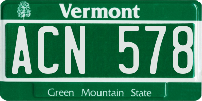VT license plate ACN578