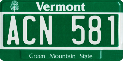 VT license plate ACN581