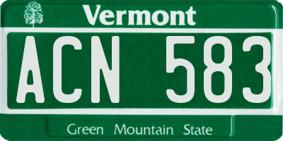 VT license plate ACN583