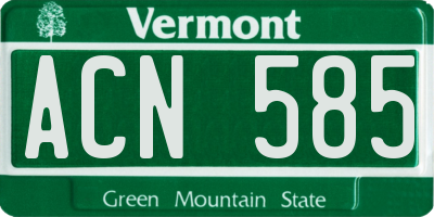 VT license plate ACN585