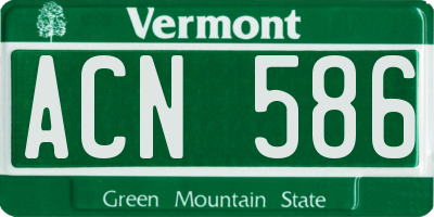 VT license plate ACN586