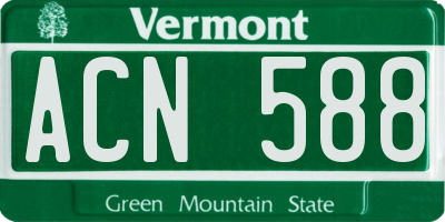 VT license plate ACN588