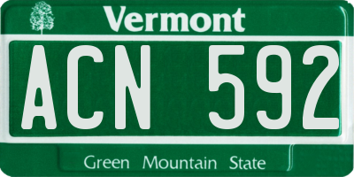 VT license plate ACN592