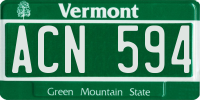 VT license plate ACN594