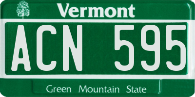 VT license plate ACN595