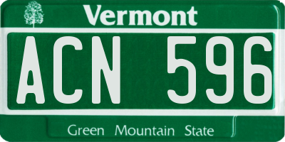 VT license plate ACN596