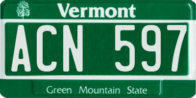 VT license plate ACN597