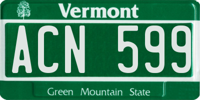 VT license plate ACN599