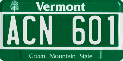 VT license plate ACN601