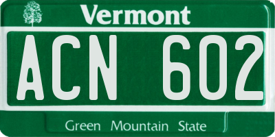 VT license plate ACN602