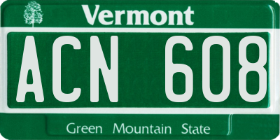 VT license plate ACN608