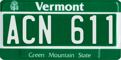 VT license plate ACN611