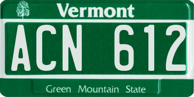 VT license plate ACN612