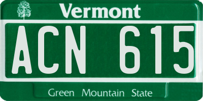 VT license plate ACN615