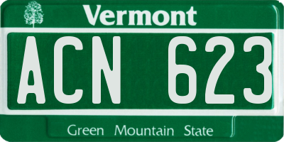 VT license plate ACN623