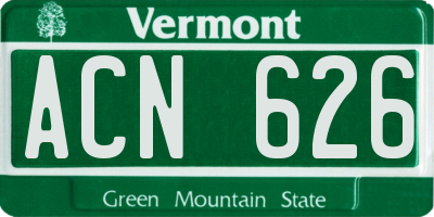 VT license plate ACN626