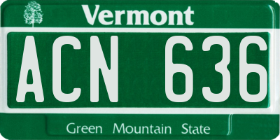 VT license plate ACN636