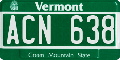 VT license plate ACN638