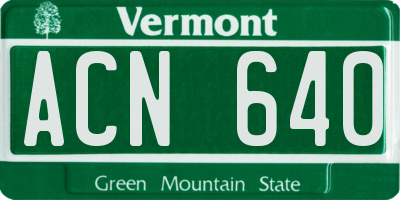 VT license plate ACN640