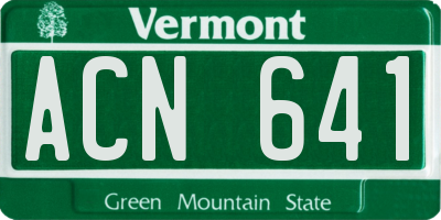 VT license plate ACN641