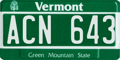 VT license plate ACN643