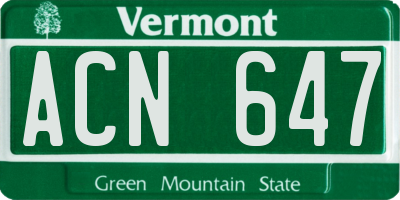 VT license plate ACN647
