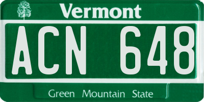 VT license plate ACN648