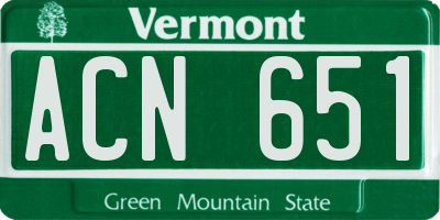 VT license plate ACN651