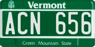 VT license plate ACN656
