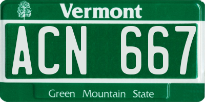 VT license plate ACN667