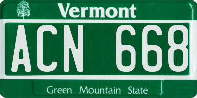 VT license plate ACN668