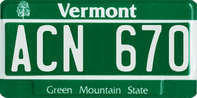 VT license plate ACN670