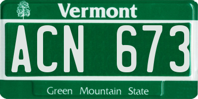 VT license plate ACN673