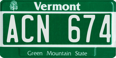 VT license plate ACN674