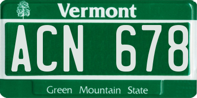 VT license plate ACN678