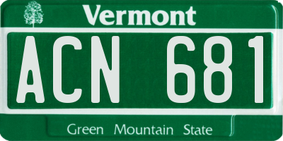 VT license plate ACN681