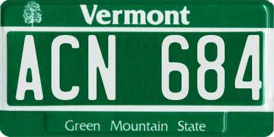 VT license plate ACN684