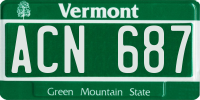 VT license plate ACN687