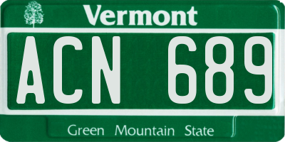 VT license plate ACN689