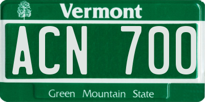 VT license plate ACN700