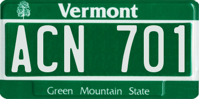VT license plate ACN701