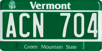 VT license plate ACN704