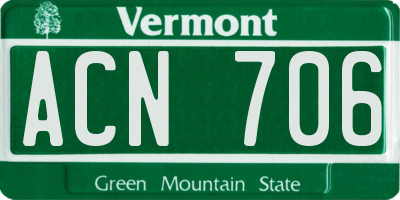 VT license plate ACN706
