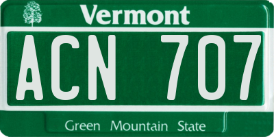 VT license plate ACN707