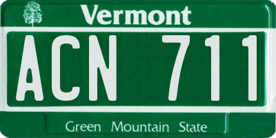 VT license plate ACN711